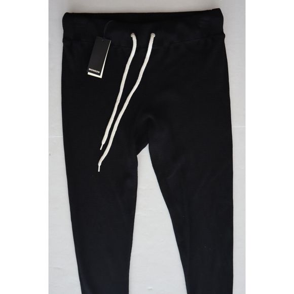 Monrow 119412 Women's Sz Large Black Waffle-Knit Jogger Sweatpants - Picture 5 of 11